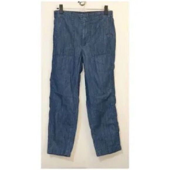J. Crew NWOT Zip Up Indigo Seaside Cropped High Rise Pants. Size 4. - Picture 2 of 8